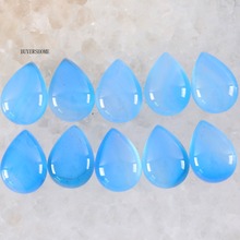 10 pçs 18x13mm contas de pedra natural gotas de água cabochão de ônix azul para fazer colar brincos pulseiras k800 2024 - compre barato