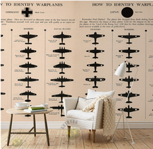 Custom children wallpaper, world war ii aircraft model figure for children room TV setting wall vinyl paper DE parede 2024 - buy cheap