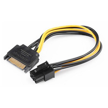 Черный 15 Pin SATA адаптер питания для 6 Pin PCI Express Riser Card кабель питания 20 см 2024 - купить недорого