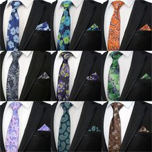 Tie Set Classic Men's 100% Silk Business Wedding Jacquard Flowers Ties Handkerchief Sets Pocket Square Necktie Accessories 2024 - buy cheap