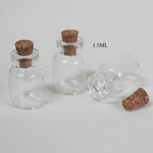 Garrafa clara pequena do frasco de vidro 1.5cc da amostra de 1000x1.5ml mini com cortiça de madeira recipiente macio do frasco de vidro 16*24*6mm da rolha da cortiça 2024 - compre barato
