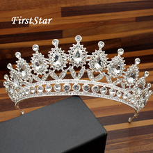 Diadema grande de lujo con cristales para mujer, Tiara de plata, corona de novia con diamantes de imitación, adornos coreanos para el cabello para desfile de boda, reina 2024 - compra barato