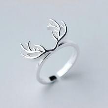 yiustar New Fashion Deer Accessorie Vintage Silver Color Animal Antler Ring Adjustable Christmas Gift Rings For Women 2024 - buy cheap