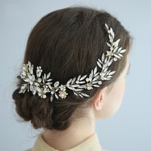 Corona de moda pequeña para mujer, diadema nupcial para el cabello, Clip de flores hecho a mano, tocado para boda, graduación, joyería para el cabello 2024 - compra barato