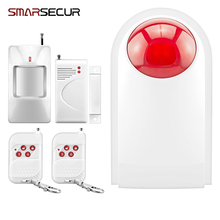 Smarsecur WS-108 flash strobe interior sirene buzina de som vermelho sirene segurança do assaltante sirene alarme + pir sensor da porta alarme 2024 - compre barato