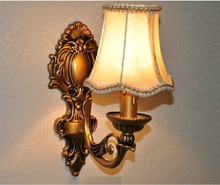 Modern Antique retro Bronze Wall Light Fixture Fashion Vintage Fabric Lampshade Bedroom Bedside Wall Sconce Lamp E27 Bulb 2024 - buy cheap