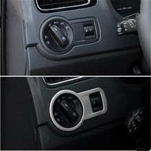 Cotochsun interior do carro farol interruptor decorativo quadro de aço inoxidável caso apto para vw volkswagen polo 2011-2018 estilo do carro 2024 - compre barato