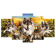 ArtSailing 5 panel canvas wall art Wolf warrior Painting wall pictures for living room posters home decoration NY-7683C 2024 - buy cheap