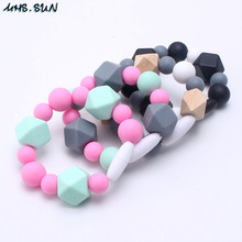 MHS.SUN 4pcs/lot baby nursing jewelry silicone beads bracelet handmade teething teether bracelets holder toy for newborn gift 2024 - buy cheap