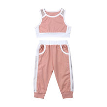 Pink Toddler Girls Summer Tank Crop Vest Tops+Mesh Pants Sports Outfits Tracksuit 1-6Y 2024 - buy cheap