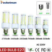 Super LED Bulb E27 E14 220V SMD 5730 LED Lamp 31 58 74 105 140 170leds 5730SMD LED Corn Bulb light Chandelier Free Shipping 2024 - buy cheap