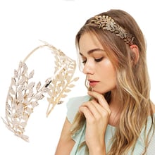 Haimekang-Diadema nupcial para la frente para mujer, bandanas, Metal dorado, diseño de hoja hueca, accesorios para el cabello, Aro para el cabello de boda 2024 - compra barato