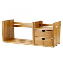 Elegante estante de madeira de bambu mesa extensível rack livro estante organizador com 2 gaveta 2024 - compre barato