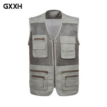 2019 New Men's Mesh Vest Multi Pocket Button Closure Photographer Vest  Casual Vest Large Size XL XXL 3XL 4XL 2024 - buy cheap