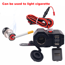 Carregador universal à prova d'água para motocicleta, 12v, atv, dual usb, acendedor de cigarro, tomada de corrente com voltímetro de led 2024 - compre barato