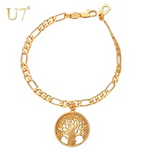 U7-joyería Árbol de la vida para mujer, pulseras con abalorios, Color dorado, Figaro, nueva moda, H877 2024 - compra barato