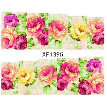 1 sheet Blooming Peony Nail Water Decals Colorful Flowers Transfer Stickers Nail Art Sticker Tattoo Decals XF1395 2024 - buy cheap