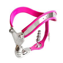 New Pink Male Chastity Steel Belt Penis Bdsm Bondage Restraints Chastity Cage Cbt Chastity Devices Anal Plug Sex Toys For Men 2024 - buy cheap