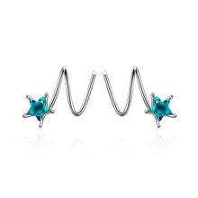New Arrival 925 Sterling Silver Fashion Blue Star Crystal Female Stud Earrings for Women Jewelry Birthday Gift No Fade Wholesale 2024 - buy cheap