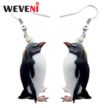 WEVENI Acrylic New Zealand Fiordland Penguin Bird Earrings Dangle Drop Unique Jewelry For Women Lady Girls Charm Gift Wholesale 2024 - buy cheap