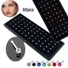 MODRSA 60pcs/set Crystal Rhinestone Nose Ring Stainless Surgical Nose Studs Nose Piercing Body Jewelry piercing nariz 2024 - buy cheap