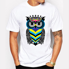 Nova moda camiseta masculina estampa animal fofa personalizada camiseta colorida coruja king design masculino camiseta casual hipster camiseta engraçada masculina 2024 - compre barato