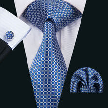 FA-1518 New Arrive Fashion Ties For Men Blue Plaids Jacquard Woven Necktie Hanky Cufflinks For Wedding Party Freeshipping 2024 - buy cheap