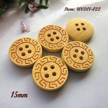 144pcs 4 holes 15mm laser engraving pattern natural boxwood wooden buttons for sewing coat Bontique natural sewing materials 2024 - buy cheap
