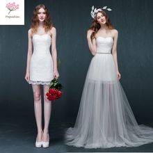 Detachable Lace Strapless Short  Style Wedding Dress Elegant Lace  2 in 1 Wedding Dresses ROM80082 2024 - buy cheap