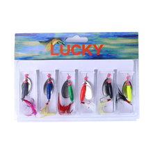 HENGJIA 6PCS 7.8G Feather Hook Metal Sequin Noise Spoon Bait Paillette Wobbler Fishing Tackle 2024 - buy cheap