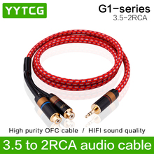 YYTCG 3,5 мм штекер 2RCA гнездо стерео AUX аудио кабель Y адаптер для iPhone MP3 планшет компьютер динамик 3,5 RCA кабель 2024 - купить недорого