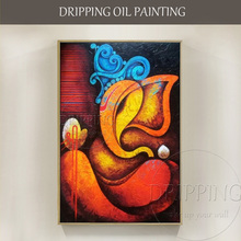 Hand-painted Abstract Elephant God Geneisha Oil Painting on Canvas Handmade Indian Special God Elephant Geneisha Oil Painting 2024 - buy cheap