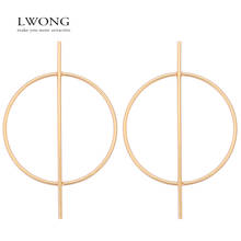 LWONG Fashion Gold Silver Color Big Circle Hoop Earrings for Women Geometrical Bar Circle Statement Earrings Minimalist Earrings 2024 - buy cheap