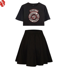 Mongrel Mob-Conjuntos de dos piezas para mujer, Tops cortos de manga corta + faldas cortas, ropa informal para niña 2018 2024 - compra barato