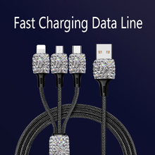 Cable USB de cristal de diamante 3 en 1 para iPhone, cargador de carga rápida, Cable de línea de datos Micro USB, Cable tipo c para teléfono móvil 2024 - compra barato