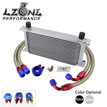 Lzone-an10-kit cooler para transmissão de óleo, 19 fileiras, adaptador para filtro de óleo, mangueira em aço inoxidável com adesivo pqy + caixa 2024 - compre barato