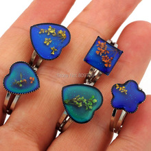 Mix Lot 100pcs Chang color mood rings adjustable women rings Wholesale Love Heart Jewelry wave ring [MDR13*100] 2024 - buy cheap