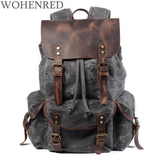 Mochilas de lona Vintage de lujo para hombre, morral de viaje de cuero sintético, resistente al agua, de gran capacidad 2024 - compra barato