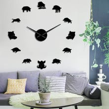 3D Sus Scrofa Wild Boar Figures Wall Art Mirror Stickers DIY Giant Mute Wall Clock Wild Pig Large Hanging Watch Hunter Gifts 2024 - buy cheap