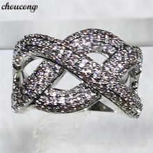 Chucong anel de ligação cruzada com colocação 5a zircônio cz 925 prata esterlina para noivado aliança de casamento para mulheres joias de moda feminina 2024 - compre barato
