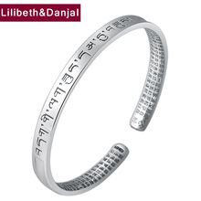 2019 Mulheres de jóias de prata esterlina Buddha Pulseira Ajustável 100% S999 Mantra Esfoliação Suave Estilo AMOR Abertura Bracelet Bangle B41 2024 - compre barato