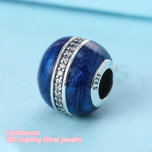Winter Original 925 Sterling Silver Orbit Charm, Midnight Blue Enamel & Clear CZ Beads Fit Pandora Charms Bracelet Diy 2024 - buy cheap