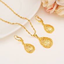 Lovely Water D Pendant Necklace  Earrings Set Petal 14 k Fine Yellow Gold Filled Trendy Party Jewelry Sets For Women Gift 2024 - buy cheap