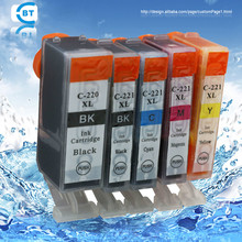 5 piezas compatible canon pgi-220bk cli-221 cartucho de tinta para ip3600 ip4600 mp540 mp620 mp630 mp980 impresora 2024 - compra barato