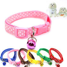 Nylon Pet Dog Puppy Cat Collars Fashion Polka Dot Print Adjustable Pet Animals Neck Chain With Bell 6 Colors Pet Collar 2024 - buy cheap