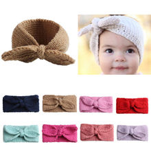 Kids Girl Baby Toddler Knit  Bunny Rabbit Bow Headband Hair Band Accessorie Headwear Head Wrap 2024 - buy cheap