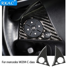 For mercedes W204 C class Carbon Fiber car modification interior button Stickers Steering Wheel car buttons covers for 2007-2010 2024 - buy cheap