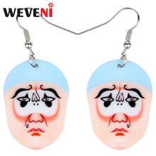 WEVENI Statement Acrylic Chinese Beijing Opera Mask Earrings Drop Dangle Spring Festival Jewelry For Women Girls Ladies Charms 2024 - buy cheap