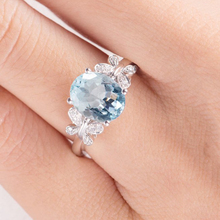 Anéis de casamento de borboleta, anéis de casamento da moda com pedras azuis e cristais, cor prata elegante, joia de festa para presente 2024 - compre barato
