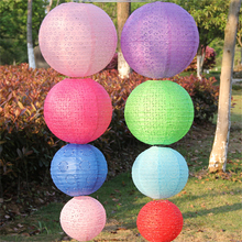 HAOCHU 5pcs/lot 10''(25cm) Celebration Supplies Cutout Round Paper Lanterns Wedding Birthday Party Decor multi-colors Paper Lamp 2024 - buy cheap